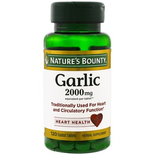 Natures Bounty, Garlic, Heart Health, 2,000 mg, 120 Coated Tablets