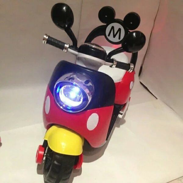 เก้าอี้❀▲◈มอเตอร์ไซค์เด็กไฟฟ้า Mickey, รถยนต์ไฟฟ้าสำหรับเด็ก, ทารกสามารถนั่งบนรถเข็นเด็กไฟฟ้าของเล่นสามล้อ, รถแบตเตอรี่