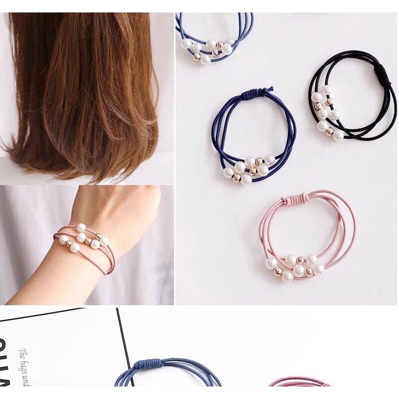 365mallshop  PP53 (ร้านไทย) หนังยางรัดผมเกาหลีสไตล์เกาหลีไข่มุข ความยืดหยุ่นสูง ยางรัดผม - รูปที่ 7