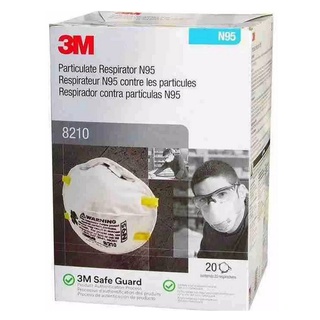 3M 8210 - 20 ชิ้น  ป้องกัน ฝุ่นละออง มาตรฐาน N95 รุ่น 8210 - 20 ชิ้น ( 1 กล่อง )