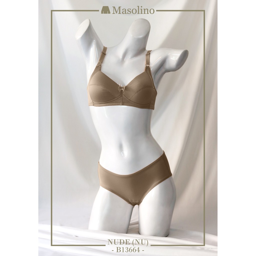 ชุดชั้นใน Masolino (มาโซลิโน่) B13664 ยกทรงไร้โครง เสริมฟองน้ำหนา3มิล ให้ดูอวบอิ่ม เนียนเรียบสวยงาม สวมใส่สบาย