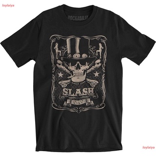 loylaiya Guns N Roses Slash Mens Bottle Of Slash Slim Fit T-Shirt Black กันส์แอนด์โรสเซส วงร็อค เสื้อยืดพิมพ์ลาย เสื้อ