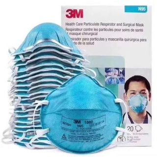 (1กล่อง/20 ชิ้น) 3M 1860 N95 หน้ากากป้องกันฝุ่นละออง