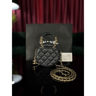 Chanel top handle caviar  Round clutch with chain Bag  GHW