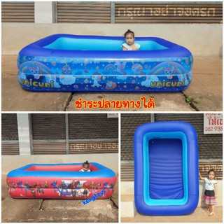 สระน้ำเป่าลม สระว่ายน้ำทรงสี่เหลี่ยมขนาด200*120*40cm สินค้าคุณภาพ แบร์น  city toys💦Nml