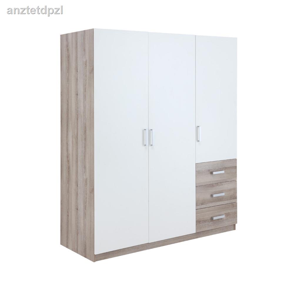 2021 popular household appliances♂INDEX LIVING MALL ตู้เสื้อผ้า 3 บานประตู รุ่นวินซ์ - สีขาว / ลายไม้ธรรมชาติ