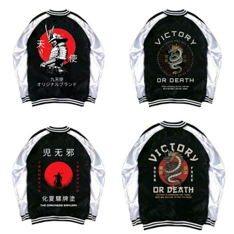 เสื้อแจ็คเก็ตผู้ชาย/แจ็คเก็ต Sukajan เบสบอล Victory หรือ Death/Jacket Sukajan ญี่ปุ่นคอสเพลย์ผู้ชายผ