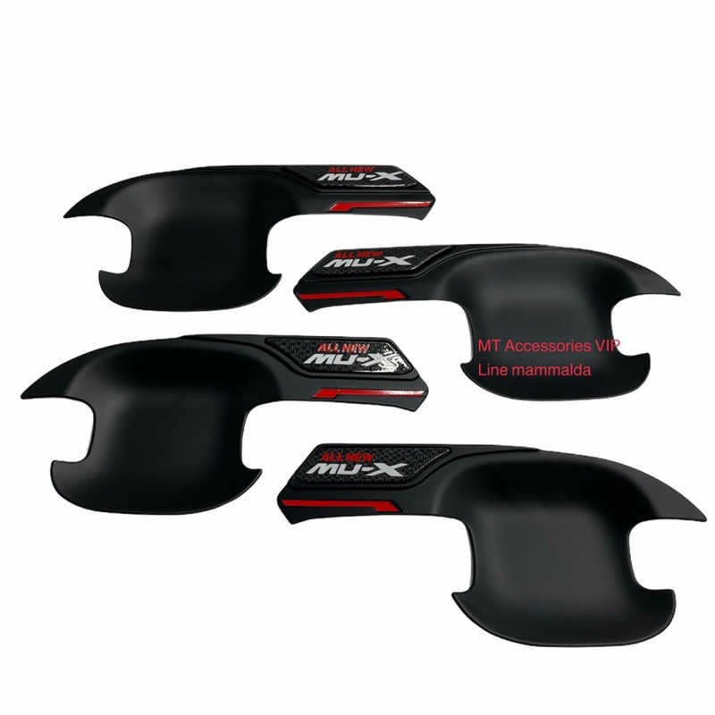 MU X 2021-2025 เบ้ากันรอยแบบปีก MUX สีดำโลโก้แดง mu-x K.
