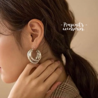 🇹🇭 พร้อมส่ง : ต่างหูห่วงสามห่วงสไตล์เกาหลี | Three Hop Korean Stud Earring.