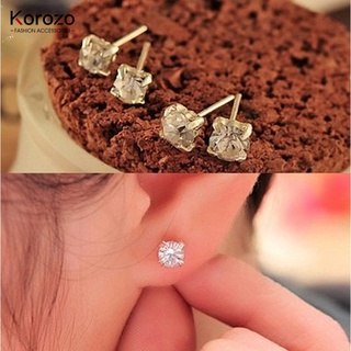 Korozo ต่างหูเม็ดเดี่ยว ประดับคริสตัล เพทาย สไตล์เกาหลี สร้างสรรค์ สําหรับผู้ชาย ผู้หญิง 4 มม. 5 มม.