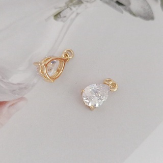 [little Blue] จี้ทองแดง 14K รูปหยดน้ํา ประดับเพทาย สําหรับทําเครื่องประดับ สร้อยข้อมือ สร้อยคอ สร้อยข้อมือ diy