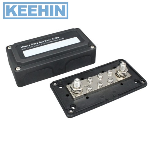 บัสบาร์กล่อง DC 48V/300A 2*M10 Stud,6*M5 scew 138*69*44.5mm Bus Bar Box DC 48V / 300A 2 * M10 Stud, 