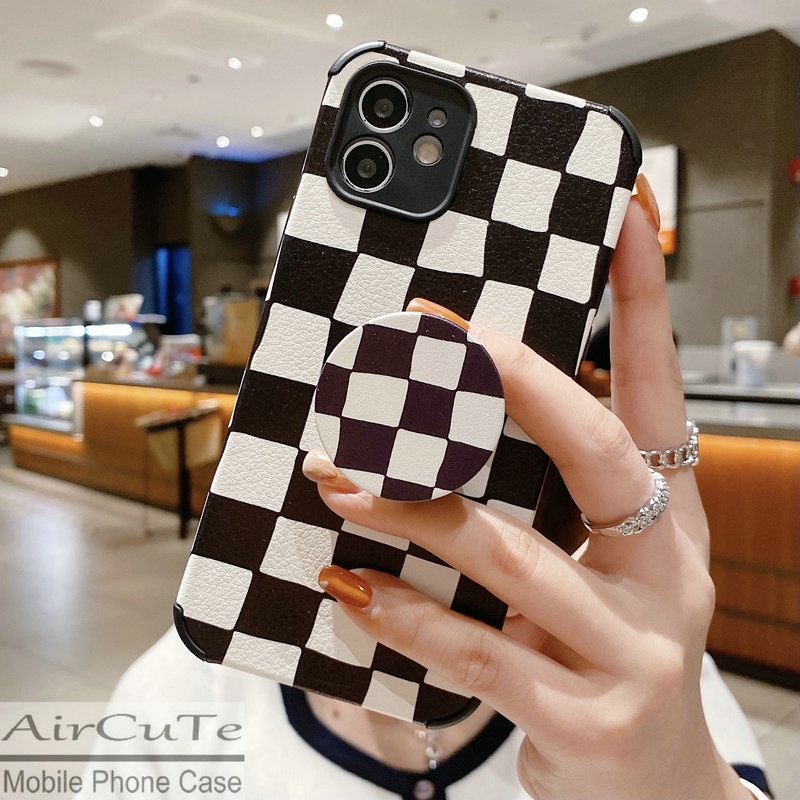 เคส OPPO A96 A76 A16 A15 A15S A54 A53 A93 A92 A52 A31 A12 A9 A7 A5 A5S A3S F9 F7 Reno5 4G 5G Reno7 Z Reno 7 7Z Realme 5 5i 2020 2021 2022 Anti-fall Checkerboard Cow Zebra Stripe Soft Case With Stand #8