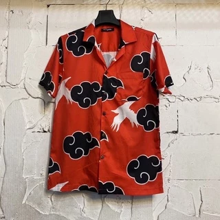 ฮาวายนารูโตะแสงอุษาสีแดง เนื้อผ้าไหมซาตินอิตาลี่💯%ไซส์ m l xl 2xl 3xl 4xl ผ้านิ่มสวมใส่สบายไม่ร้อน ใส่ได้ทั้งชายและหญิง