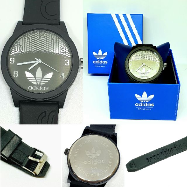 (ฟรีกล่องพร้อมส่ง!!) นาฬิกาแฟชั่นผู้ชาย นาฬิกาข้อมือ สายยางสีดำ นาฬิกาadidas ระบบเข็ม สีดำทอง /เงิน 