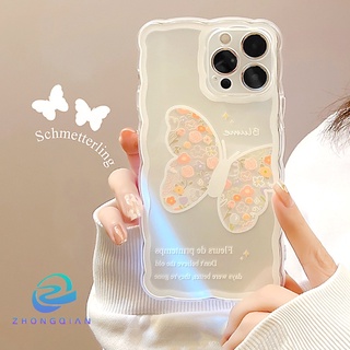 เคสโทรศัพท์มือถือแบบนิ่ม TPU ใส กันกระแทก ลายดอกไม้ ผีเสื้อ หมี สําหรับ iPhone 11 12 13 Pro max mini XS max xr 7 8 se2020 plus