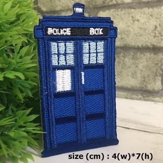 รถตำรวจ Police box ตัวรีดติดเสื้อ อาร์มปัก ตกแต่งเสื้อ Jacket กระเป๋า Badge Iron on Patch 1