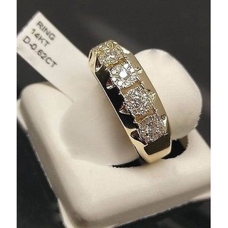 แหวนหมั้น ประดับเพชร สีเหลือง ทอง 0.52 CT14K ไซซ์ 5-11 ของขวัญวันครบรอบ วันแต่งงาน สําหรับผู้ชาย