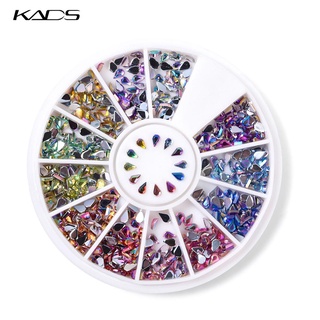 Kads Ab อุปกรณ์เสริม Rhinestone 12 สีสําหรับตกแต่งเล็บ 1.5x3 มม. 600 ชิ้น