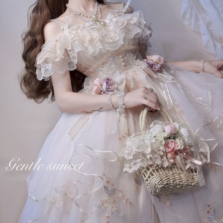 ชุดโลลิต้า 🍓 LOLITA ลูกไม้ เดรส JSK ชุดแต่งงาน สีขาว เดรสเจ้าหญิงเกาหลี