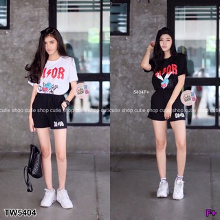 (5404) Set เสื้อแขนสั้นกับกางเกงขาสั้นเอวสม้อค