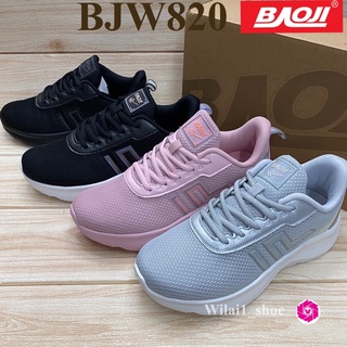 Baoji BJW  820 รองเท้าผ้าใบหญิง  (37-41) สีดำ/ดำขาว/เทา/ม่วง ซย