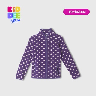 KiddeeCrew แจ็คเก็ตเด็กผู้หญิงสีม่วง มีซิปหน้าจุดวงกลมขาว White circle point jacket เหมาะสำหรับอายุ 2-6 ปี มี 3 สี