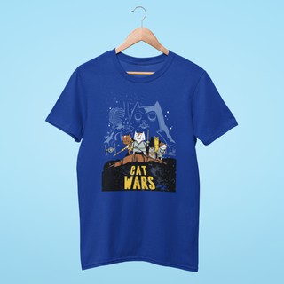 เสื้อยืด XXL BearOgraphY CAT Wars Unisex Graphic T Shirt 100% Cotton เสื้อยืดสกรีน ลายแมวเจได สีน้ำเงิน ไซส์ใหญ่พิเศษ