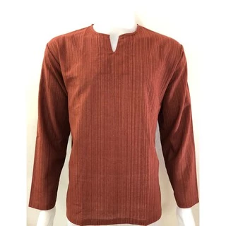 เสื้อผ้าฝ้าย ผ้าพื้นเมือง (TC สายรุ้ง) คอเจาะ แขนยาว