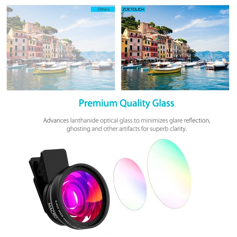 เลนส์กล้องมือถือ เลนส์มุมกว้าง 0.45X เลนส์มาโคร 15X เลนส์เสริมกล้องสำหรับมือถือ หน้าชัดหลังเบลอ - รูปที่ 4