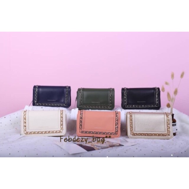 charles & keith chain detail clutch
