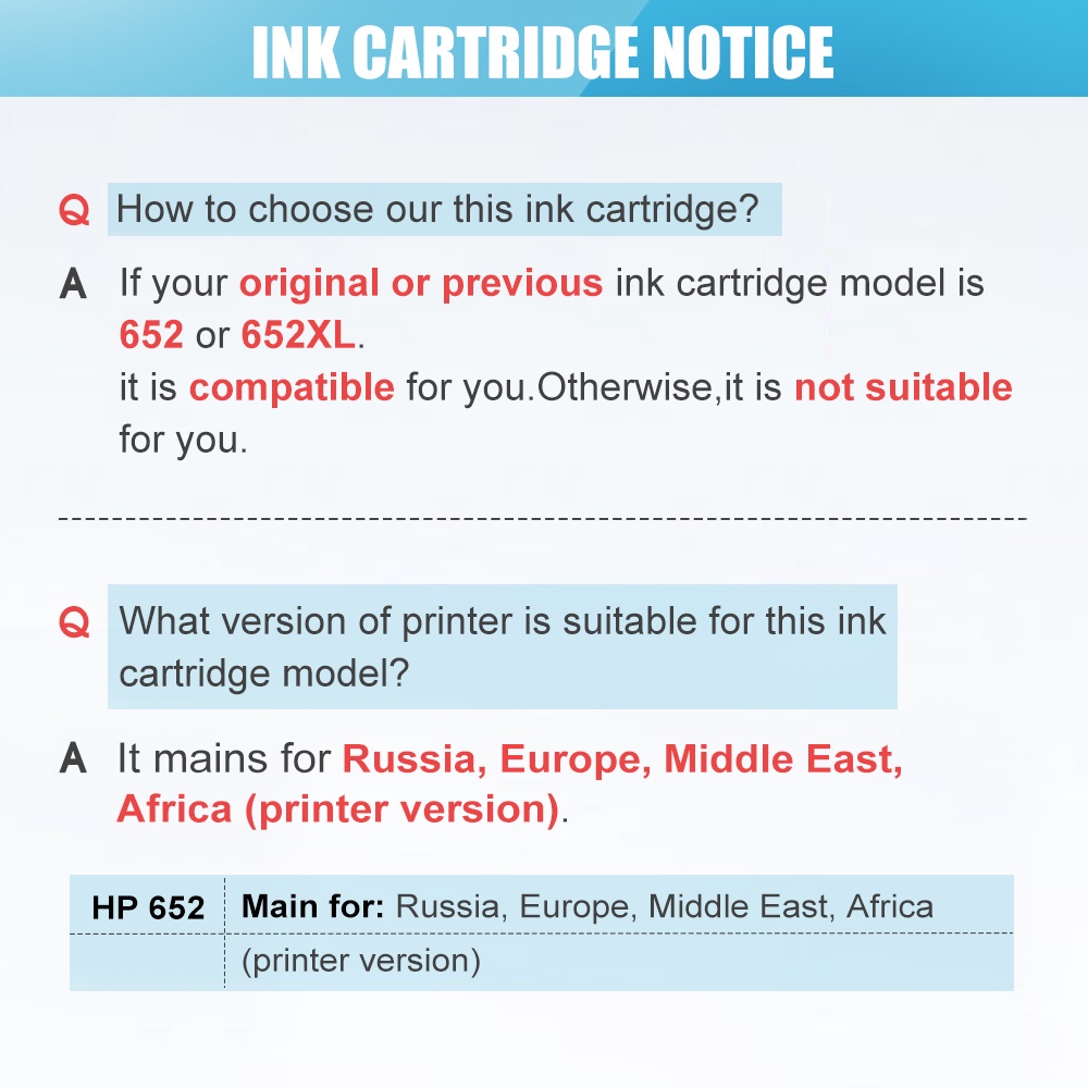 QSYRAINBOW 652XL ink cartridge replacement for hp652 HP 652 XL for HP ...