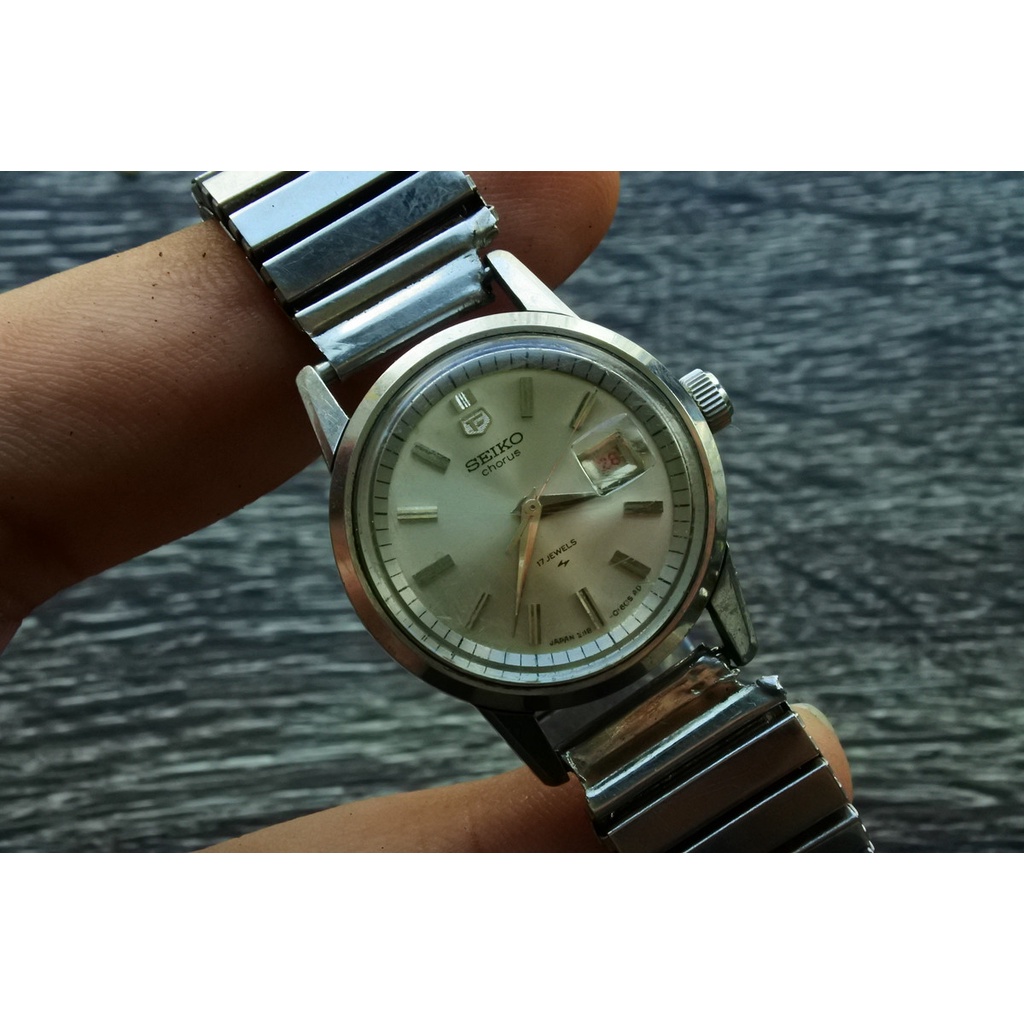 นาฬิกา Vintage มือสองญี่ปุ่น SEIKO CHRONOS 2118 0230 ระบบ AUTOMATIC ผู้หญิง ทรงกลม กรอบเงิน หน้าเงิน หน้าปัด 29mm