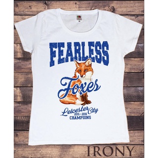 เสื้อยืดโอเวอร์ไซส์เสื้อยืด ลาย Leicester City Fearless Foxess 2015-2016 Lelaki Baju Lengan Pendek สีขาว สําหรับผู้ชายS-