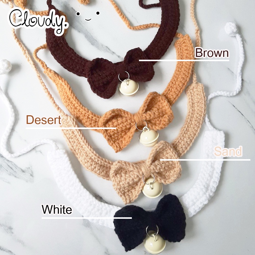 Cloudy CLASSIC EARTH TONE ปลอกคอสัตว์เลี้ยง ปลอกคอแมว ปลอกคอสุนัข ปลอกคอไหมพรม โครเชต์