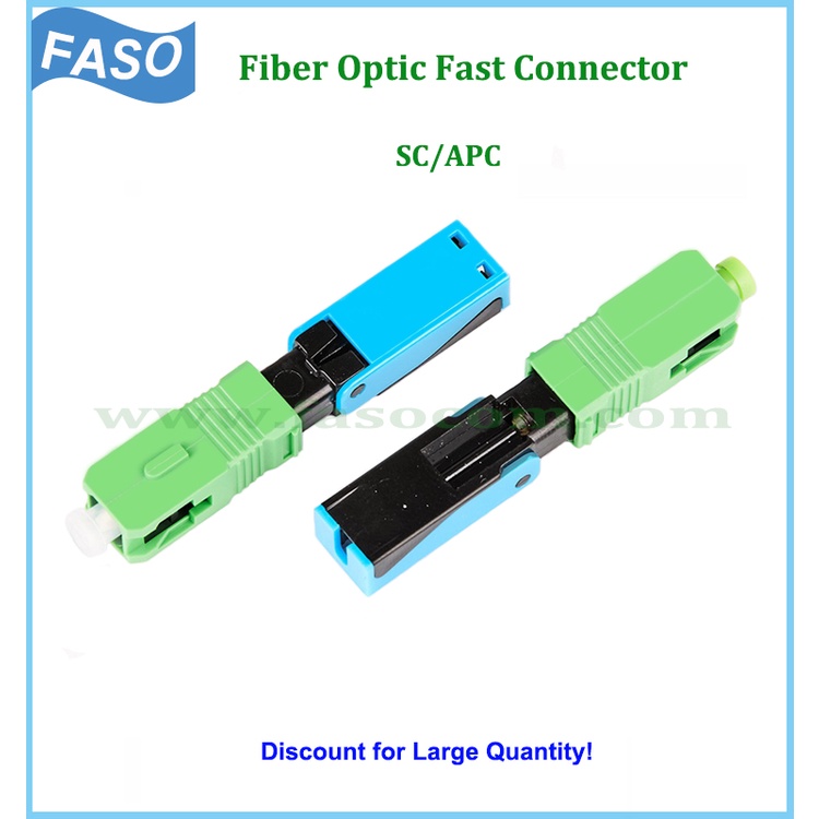 FASO 10 ชิ้น SC/APC ไฟเบอร์ออปติก Fast Connector 0.3dB Singlemode FTTH Optical Fiber Quick Connector