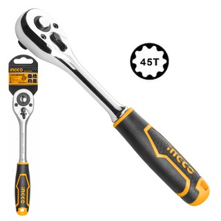 INGCO ด้ามฟรี 45T 1/2 นิ้ว ด้ามขัน ด้ามขันฟรี กรอกแกรก รหัส HRTH0812 Ratchet Wrench ก๊อกแก๊ก