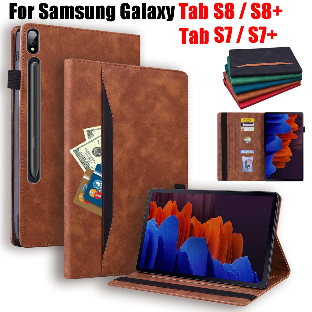 SAMSUNG สําหรับsamsung Galaxy Tab S7 S8 S9 FE Plus S9 + 5G S10+ 12.4 "11 "ธุรกิจPUหนังแท็บเล็ตกระเป๋
