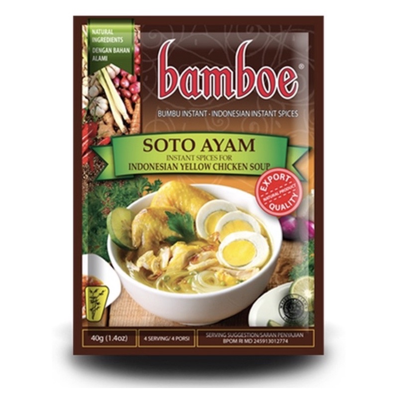 Indonesia Bamboe Soto Ayam (Yellow Chicken Soup Seasoning) 40g -Bumbu Soto Ayam for Indonesian Chicken Soup.
