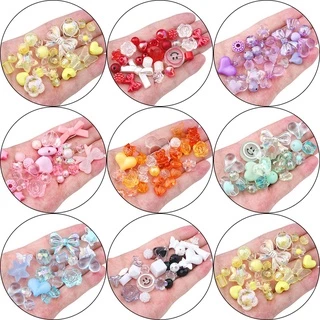 ลูกปัดพลาสติกอะครีลิคแบบสุ่มผสม 30g สำหรับ DIY งานเครื่องประดับทำสร้อยคอ สร้อยข้อมือ และพวงกุญแจ