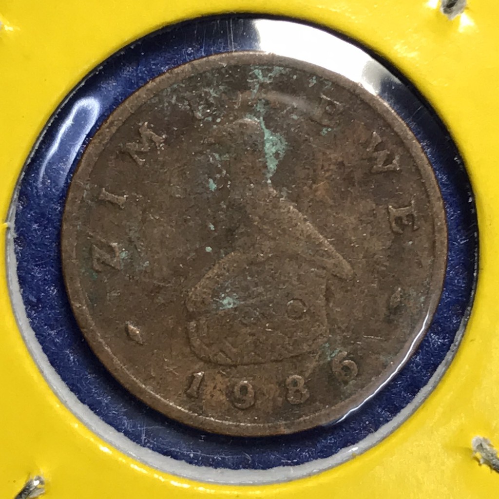 เหรียญเก่า#15542 ปี1986 ZIMBABWE 1 CENT เหรียญสะสม เหรียญต่างประเทศ เหรียญหายาก