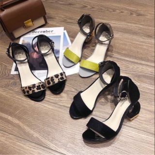 ♡พร้อมส่ง | รองเท้าส้นสูง แฟชั่นสุดชิค แต่งส้นสุดเก๋ เปิดเท้า สายรัดปรับข้อเท้า สูง 7 ซม. ✨