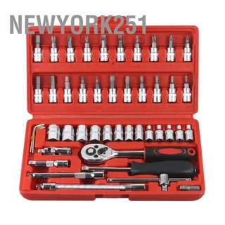 Newyork251 ชุดเครื่องมือช่าง ประแจซ็อกเก็ตวงล้อ อเนกประสงค์ 24T 46 ชิ้น สําหรับซ่อมแซมรถยนต์