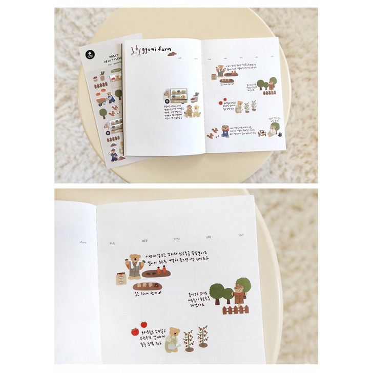 สติกเกอร์ไนล่อน ลายหมีน่ารัก สไตล์เกาหลี สําหรับตกแต่งสมุดไดอารี่ สมุดไดอารี่ Diy - รูปที่ 4