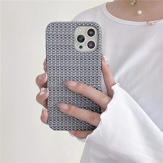 เคส iphone 13 เคส iphone 11 เคสโทรศัพท์มือถือ ลายสาน สีพื้น แฟชั่น สําหรับ iphone 12 12 pro