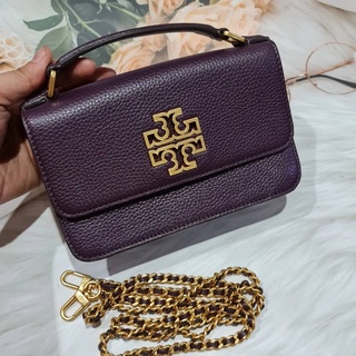 TORY BURCH  BRITTEN MINI TOP HANDLE BAG 73509 สีม่วง หายาก