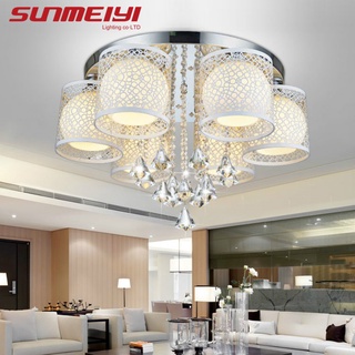 Sunmeiyi โคมไฟเพดาน LED E27 คริสตัล สีทอง สไตล์โมเดิร์น สําหรับตกแต่งบ้าน ห้องนั่งเล่น ห้องนอน
