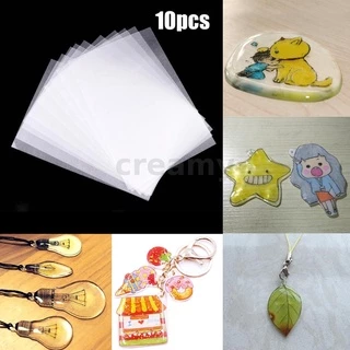 CREAMY 10PCS 20X29cm กระดาษหดความร้อนฟิล์มหดแผ่นกระดาษสำหรับ DIY แขวน Charms Fine Polish