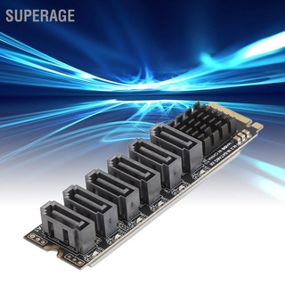 Superage อะแดปเตอร์การ์ดขยาย M.2 เป็น Sata3.0 6Gbps ความเร็วสูง Asm1166 Pcie Sata พร้อมตัวบ่งชี้อัจฉริยะ