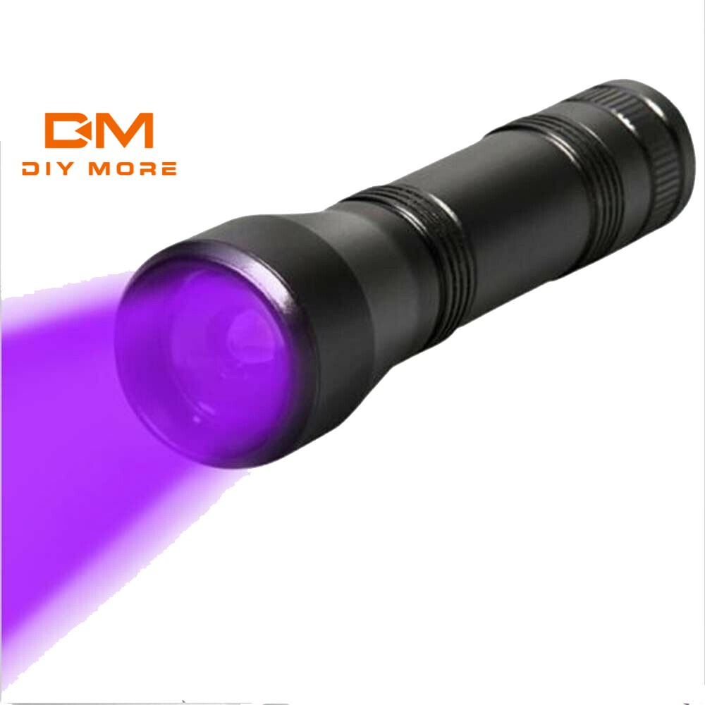 DIYMORE ไฟฉายLED 800ลูเมนกันแสงUV CT1,ไฟฉายแสงยูวีปรับซูมได้ ไฟฉายแบล็คไลท์395nm 18650